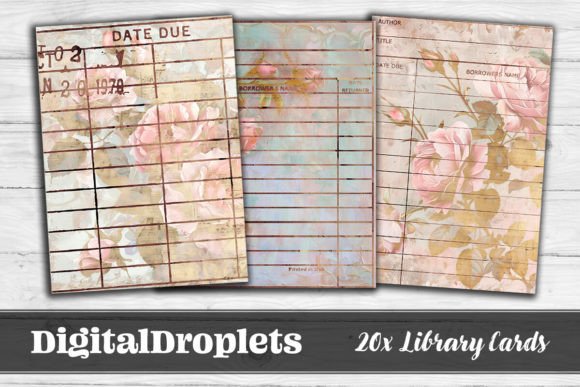 Big Floral Library Cards Vol.1: Vintage-Inspired Design Assets