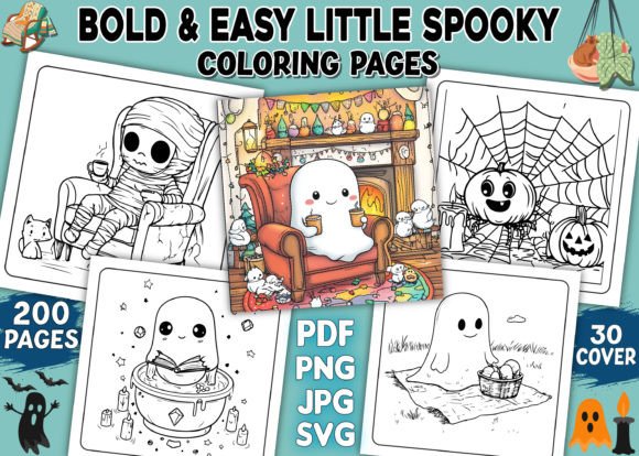 Bold Easy Little Spooky Coloring Book: A Design Asset for Creative Projects