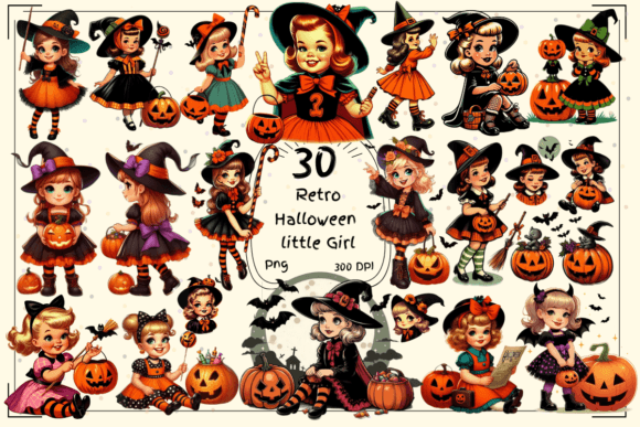 Charming Vintage Clipart for Halloween Design Projects