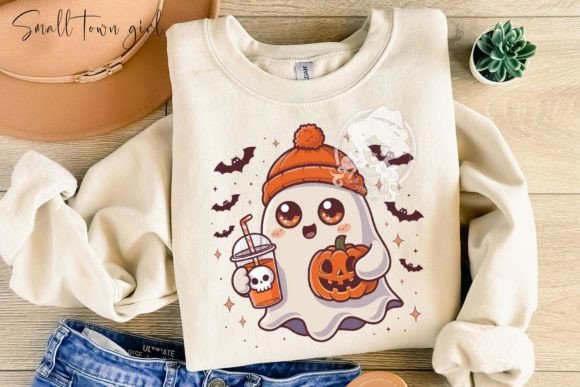 Cute Ghost with Coffee PNG: A Charming Asset for Modern Design