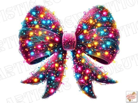 Festive Christmas Light Coquette Bow PNG: A Design Asset for the Holiday Season