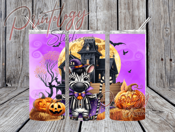 Halloween Zebra 20oz Tumbler Wap: A Bold Graphic Design Asset