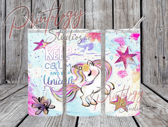 Keep Calm Unicorn 20oz Tumbler Wrap: Vibrant Design Asset
