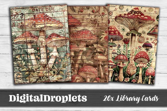 Mushroom Library Cards Vol.4: Vintage Charm for Modern Design