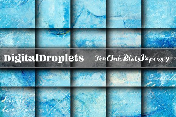 Teal Ink Blobs Vol. 9: A Versatile Textured Collection