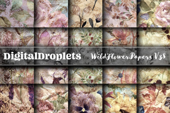 Wild Flowers Papers Vol. 38: Textured & Glittered Design Assets